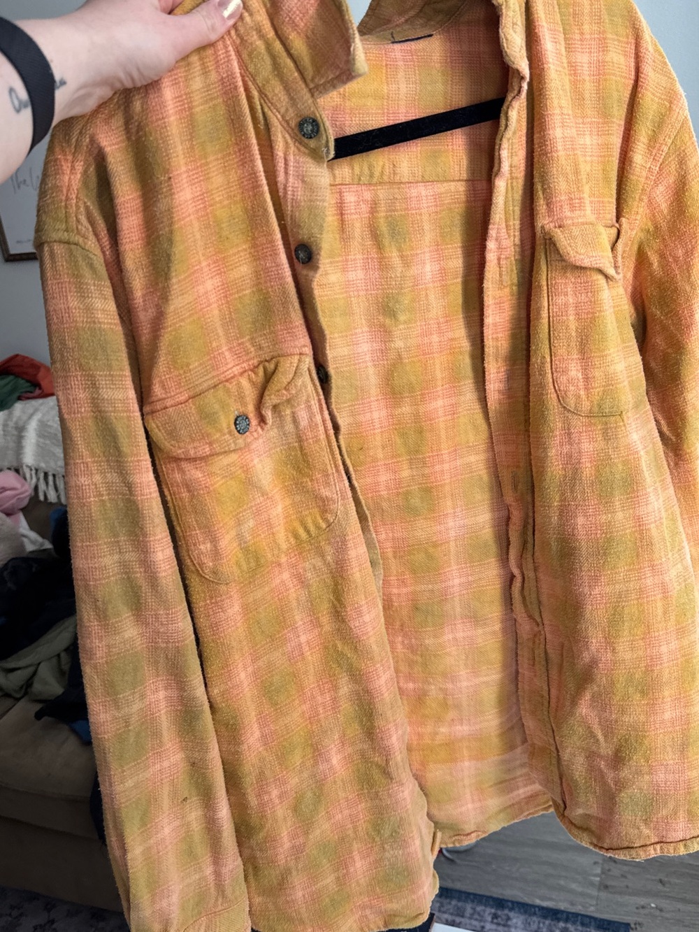 Yellow Pink Plaid Overshirt Jacket